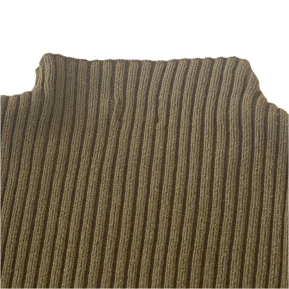 Calvin Klein Womens Sz S Cotton Ribbed Knit Mock Turtleneck Sweater Olive Green - Picture 2 of 9